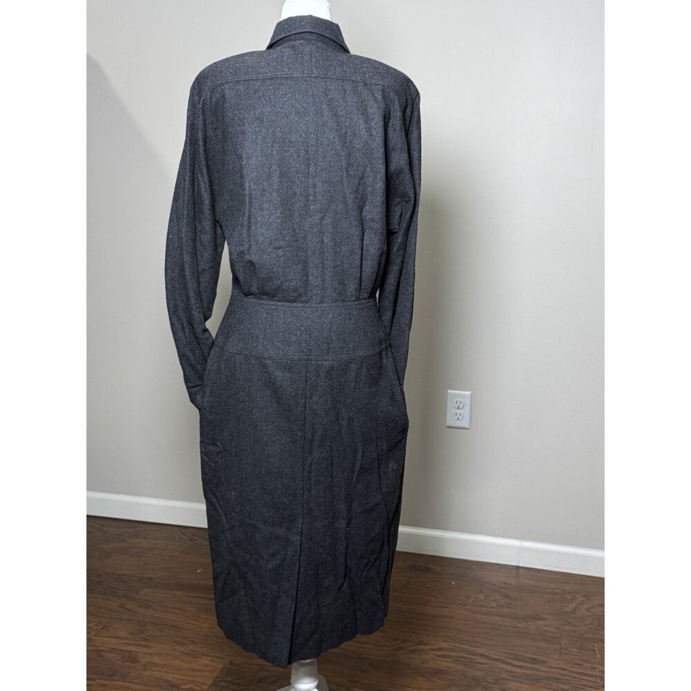 Vintage Ambria Womens 12M 100% Worsted Wool Flannel Long Coat Dress Gray Classic - Picture 5 of 16